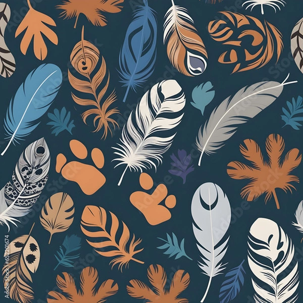 Obraz seamless pattern with feathers