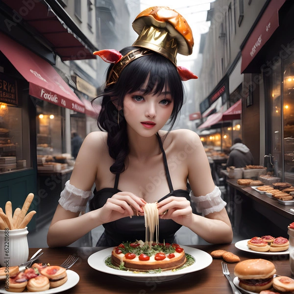 Obraz woman in a restaurant