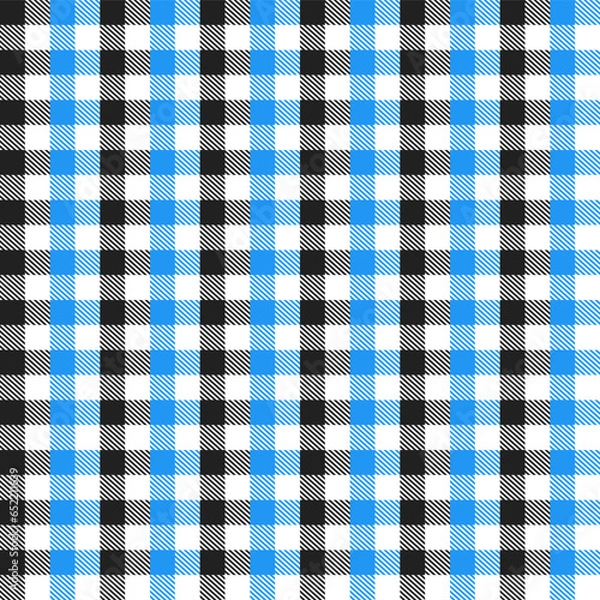 Fototapeta Blue and black plaid pattern with oblique line inside background. plaid pattern background. plaid background. Seamless pattern. for backdrop, decoration, gift wrapping, gingham tablecloth, blanket.