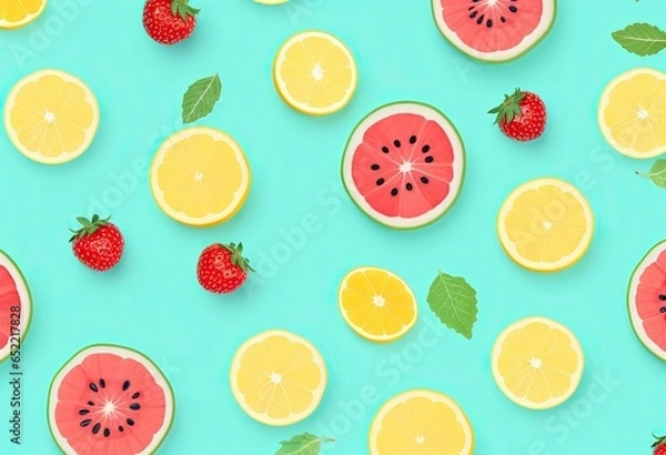 Fototapeta mixed fruit pattern banner wallpaper
