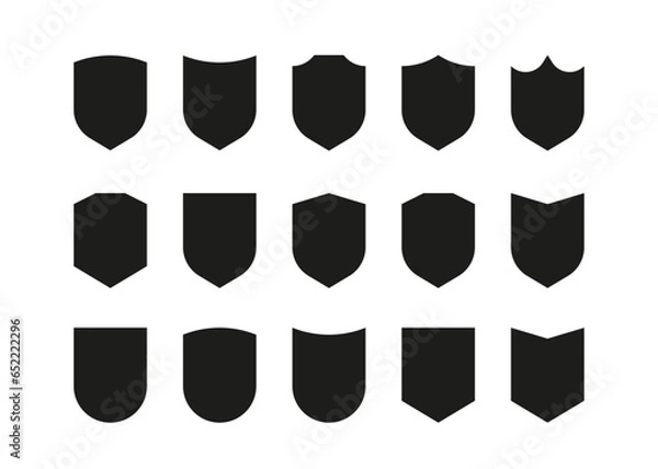 Fototapeta Shield of secure, protect line icon set. Shield guarantee, privacy, medical safety. Armor in fight. Vector illustration