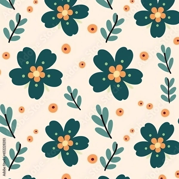 Fototapeta Retro flowers pattern. Collage contemporary pattern.