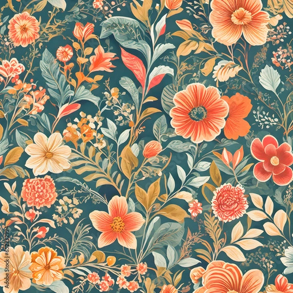 Fototapeta seamless pattern with flowers