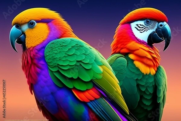 Obraz two parrot colorfull