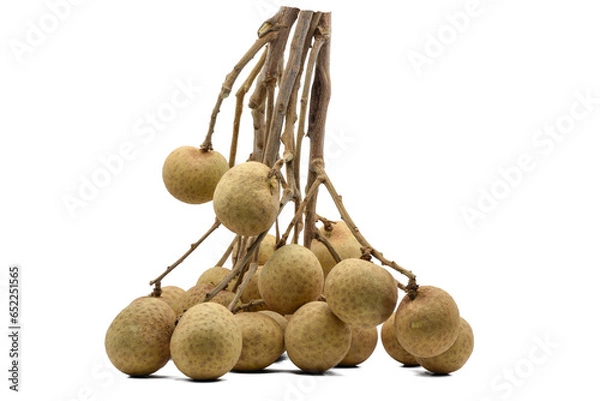 Obraz Close-up longan (Dimocarpus longan) isolated on white background used for fruit background. Thailand popular fruits,seasonal fruit, have path