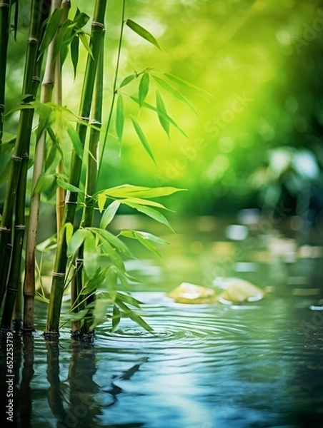 Fototapeta A serene bamboo tree reflecting in the water