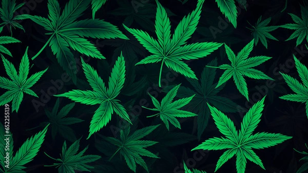 Obraz cannabis leaf pattern on black background.