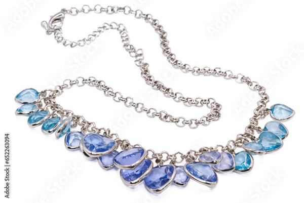 Obraz Old necklaces made from silver isolated on  white background,macro photo,has path