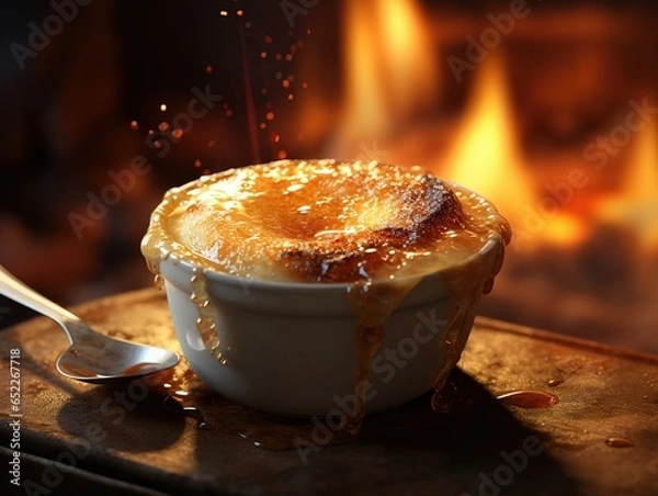 Fototapeta Classic creme brulee in a rustic setting