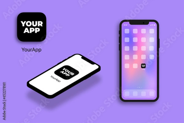 Obraz Vector mobile blur screen with app template mockup