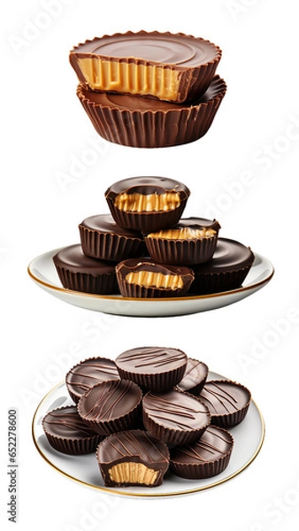 Obraz Peanut Butter Cup, transparent background, isolated image, generative AI
