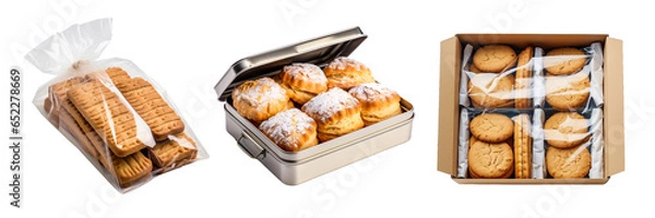 Fototapeta packaged Biscuits, transparent background, isolated image, generative AI
