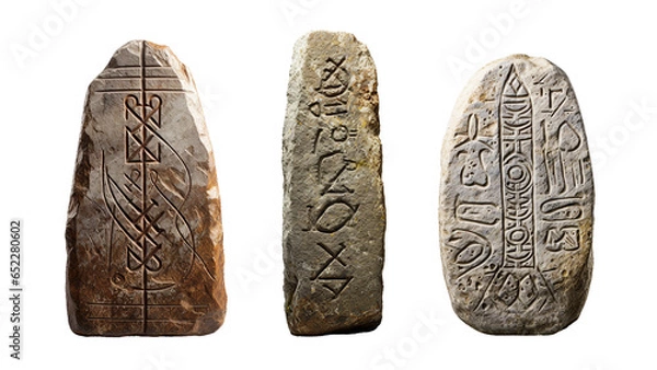 Obraz Celtic Ogham Stone, transparent background, isolated image, generative AI
