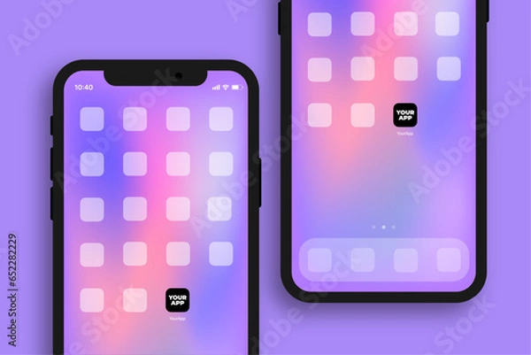 Obraz Vector mobile phone with blur screens and app icon