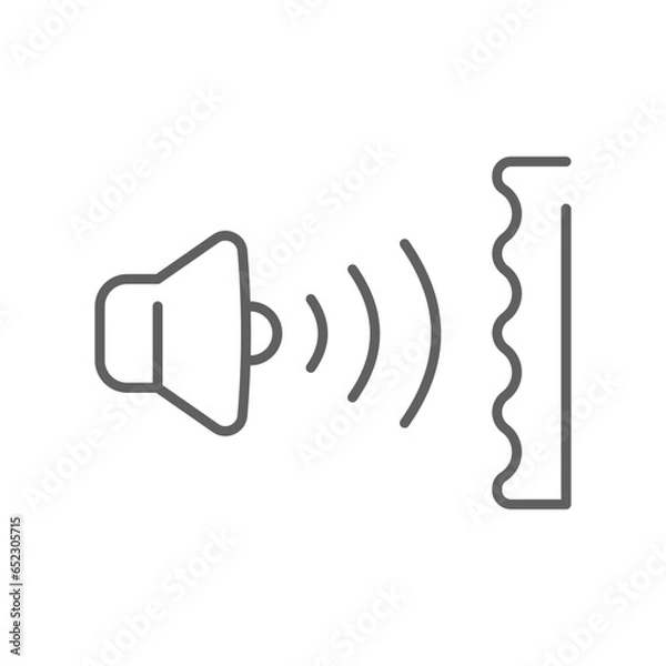 Obraz Soundproofing icon. sound insulation and heading for door. soundproof layer. Noise absorbing. line or outline pictogram. editable stroke. Vector illustration. Design