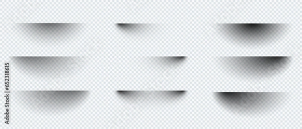 Fototapeta Shadows set isolated on transparent background. Circle shadow template.  Vector illustration