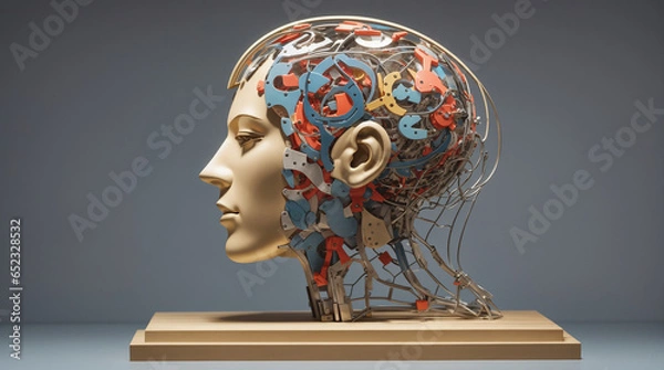 Fototapeta the concept of mental health, the human brain as a mechanism