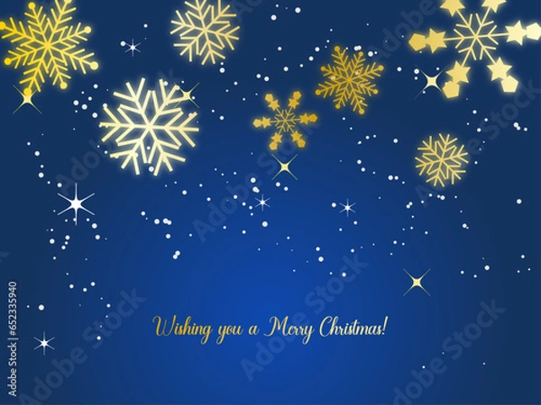 Obraz キラキラ輝く雪の結晶と青系の背景