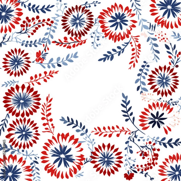 Fototapeta Patriotic wreaths pattern, background, hand-drawn cartoon flat art Illustrations in minimalist vector style