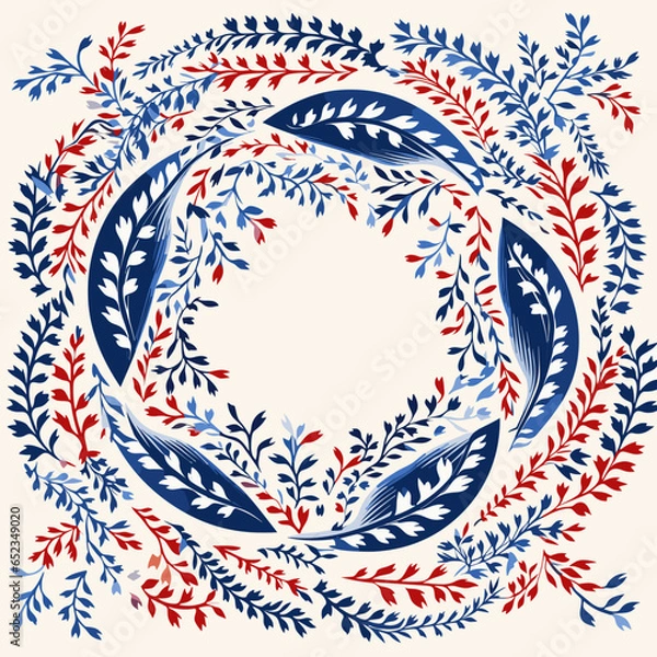 Fototapeta Patriotic wreaths pattern, background, hand-drawn cartoon flat art Illustrations in minimalist vector style