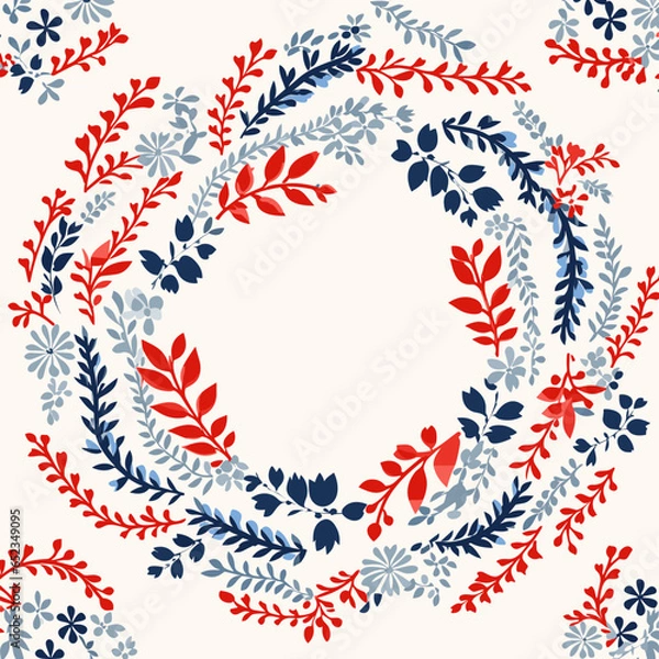Obraz Patriotic wreaths pattern, background, hand-drawn cartoon flat art Illustrations in minimalist vector style