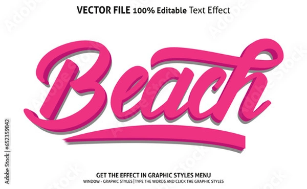 Obraz Beach 3d text effect and editable text effect