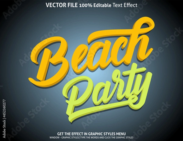 Obraz Beach Party 3d text effect and editable text effect