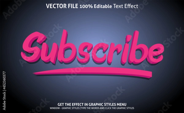 Obraz Subscribe 3d text effect and editable text effect