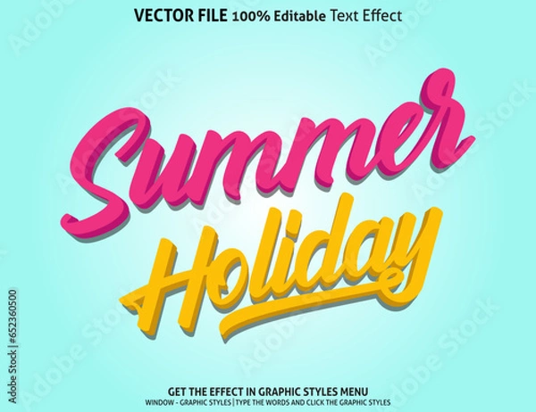 Obraz Summer Holiday 3d text effect and editable text effect