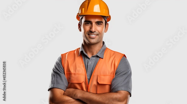 Fototapeta Attractive worker isolated on a transparent background