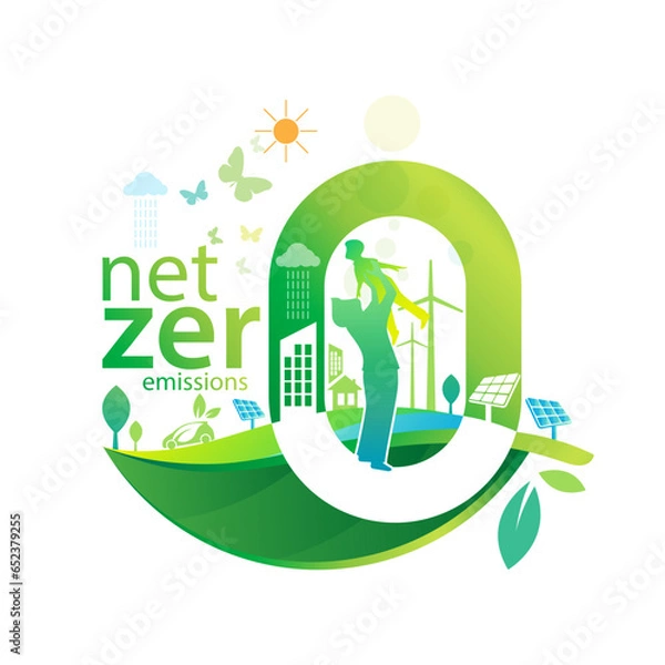 Obraz Net zero and carbon neutral concept. 