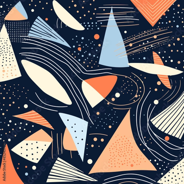 Fototapeta Alternate dimensions pattern, background, hand-drawn cartoon flat art Illustrations in minimalist vector style