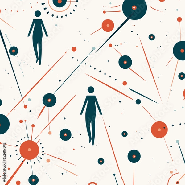 Fototapeta Teleportation pattern, background, hand-drawn cartoon flat art Illustrations in minimalist vector style