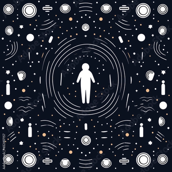 Fototapeta Teleportation pattern, background, hand-drawn cartoon flat art Illustrations in minimalist vector style