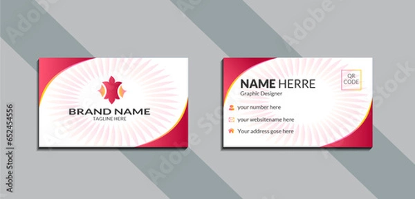 Obraz pink business card design. Modern wavy theme.