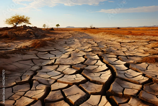 Obraz Earth dried by global warming - AI technology 