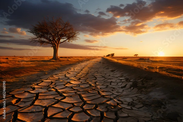 Obraz Earth dried by global warming - AI technology 