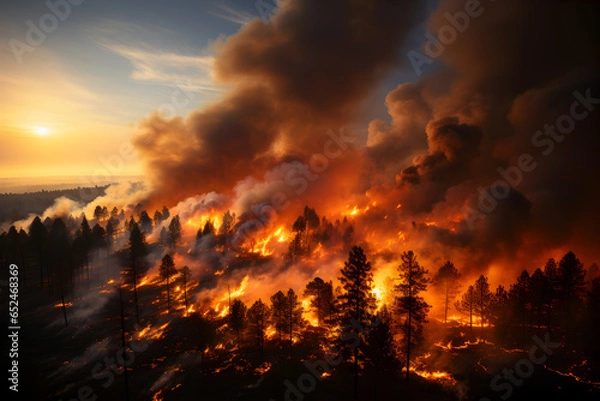 Obraz fire in the forest - AI technology