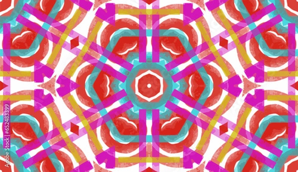 Fototapeta Teal, Red, Purple, Gold Textural Geometric, Vector Seamless Repeating Pattern Tile