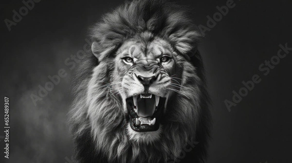 Obraz Close-up Portrait of a lion in black and white 
