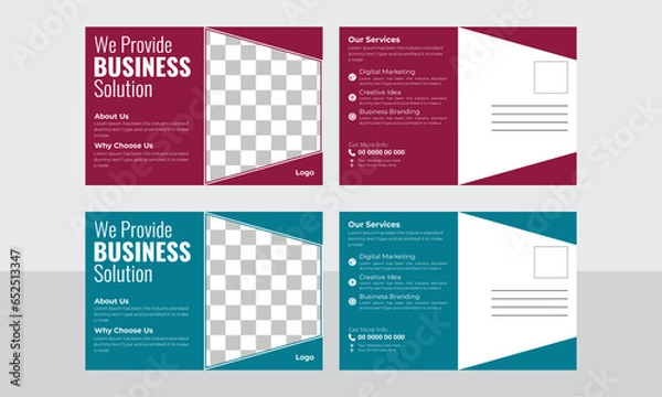 Fototapeta professional business solution corporate post card design template vector file