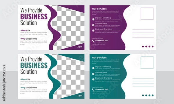 Fototapeta minimal and creative colorful post card design template vector file 