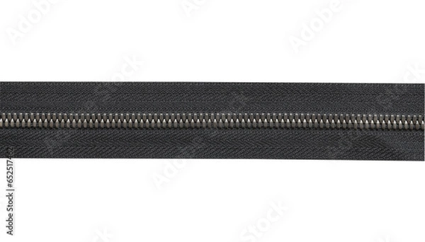 Obraz Black zipper of black cloth isolated on white background.