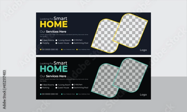 Fototapeta real estate email signature design home for sale web banner template vector file	