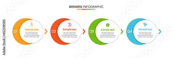 Fototapeta Business infographic design template with 4 options, steps or processes. Can be used for workflow layout, diagram, annual report, web design 