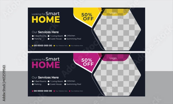 Fototapeta modern layout real estate email signature  design home for sale web banner template vector file	