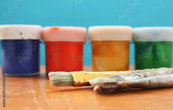 Obraz Color paints and brushes