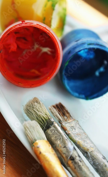 Obraz Color paints and brushes