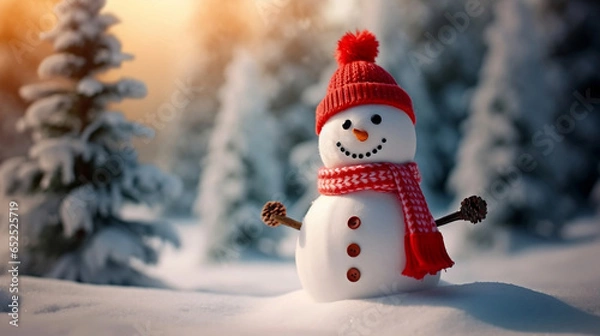 Fototapeta Portrait of a smiling hipster Santa Claus with trendy sunglasses. A symbol of holidays and children's happiness, Christmas and New Year.