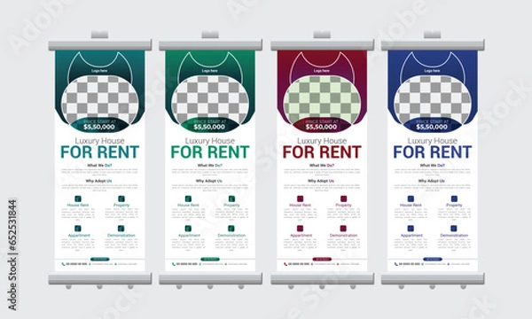 Fototapeta modern and trend interior house for sale roll up banner design template vector file